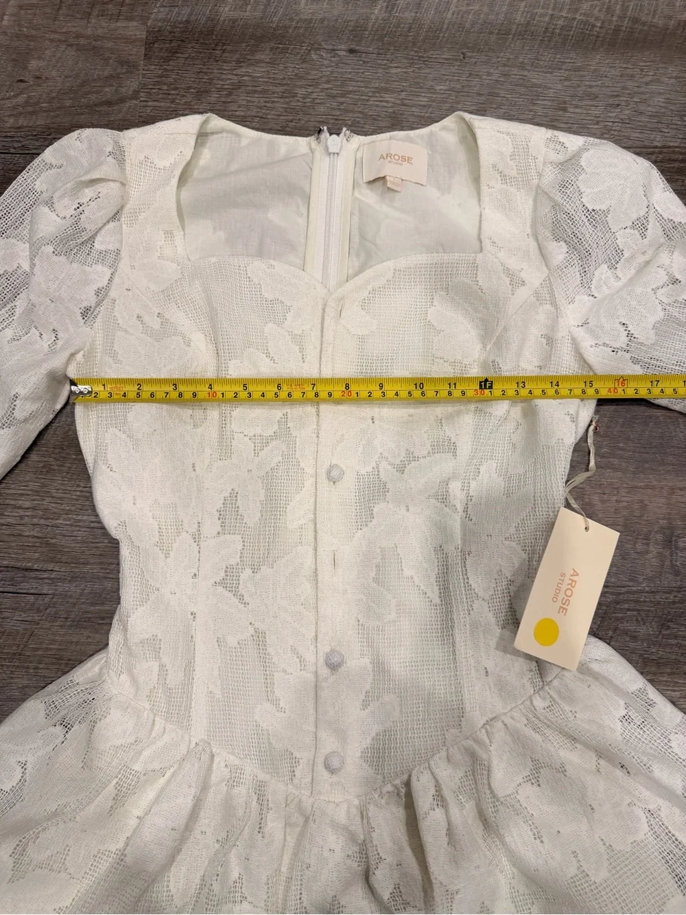 Arose Studio White Floral Lace Corset Mini Dress NWT Size Small Bridal Coquette